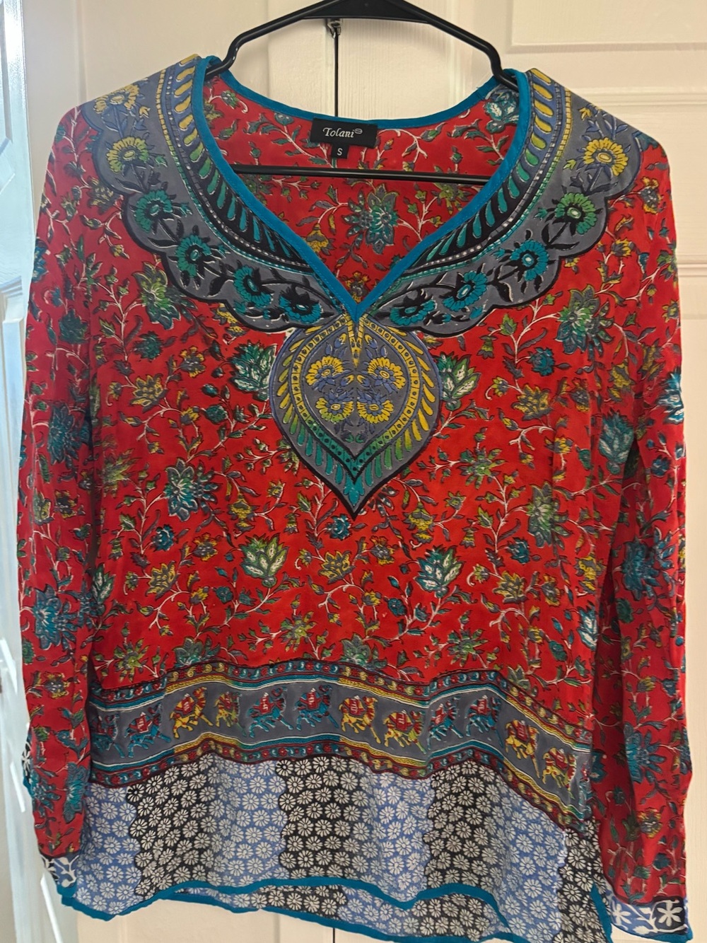 Tolani silk floral boho top